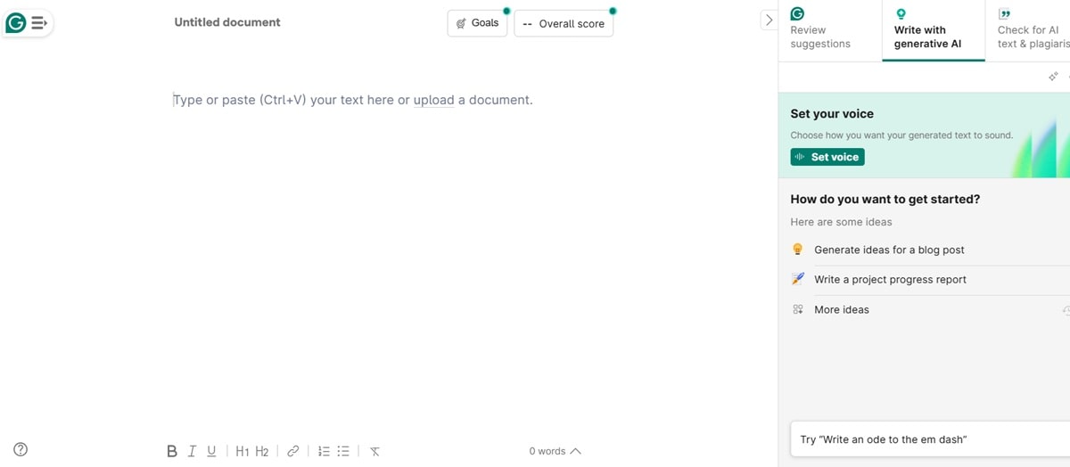 Grammarly's AI writing tool